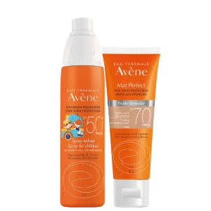 Kit Avène Spray Enfant FPS50 + Mat Perfect FPS70 Claro (2 Produtos)