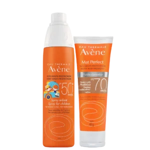 Kit Avène Spray Enfant FPS50 + Mat Perfect FPS70 Médio (2 Produtos)
